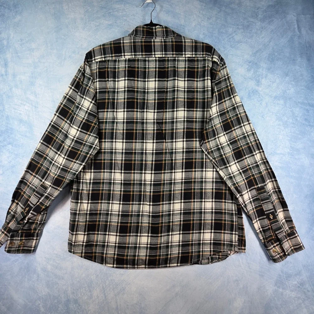 Banana Republic Mens Untucked Fit Plaid Button Down Shirt Black Green Medium